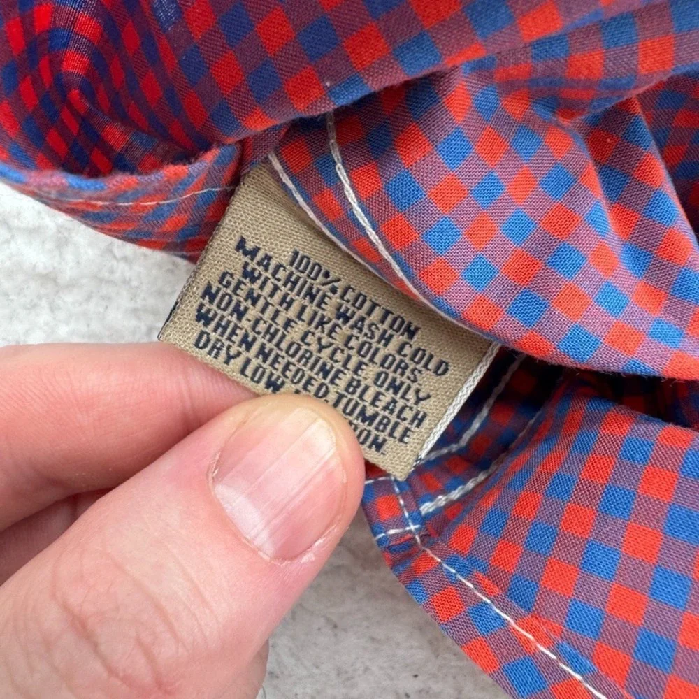 Bills Khakis Shirt Men XL Blue Orange Plaid Long Sleeve Button Down Front Pocket